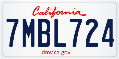 CA license plate 7MBL724