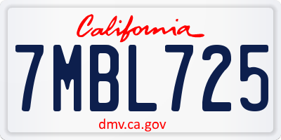 CA license plate 7MBL725