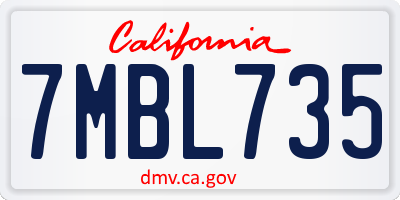 CA license plate 7MBL735