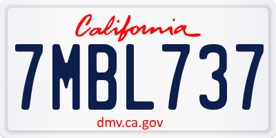 CA license plate 7MBL737