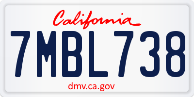 CA license plate 7MBL738