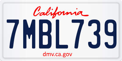 CA license plate 7MBL739