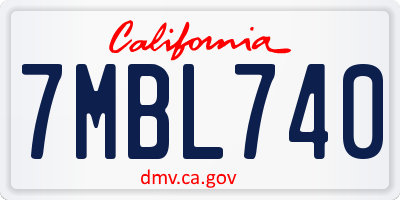 CA license plate 7MBL740