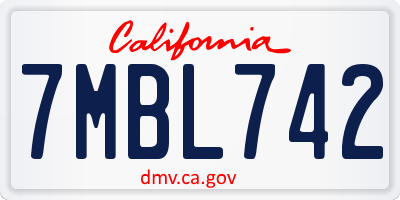 CA license plate 7MBL742
