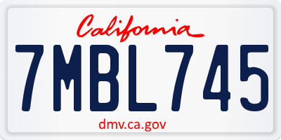 CA license plate 7MBL745