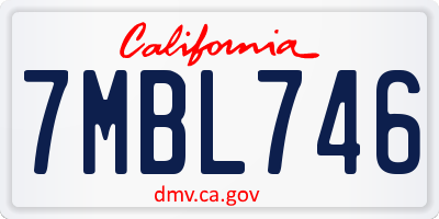 CA license plate 7MBL746