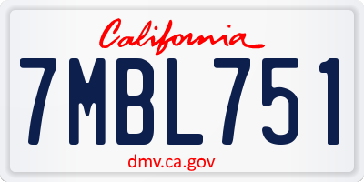 CA license plate 7MBL751