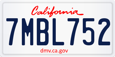 CA license plate 7MBL752