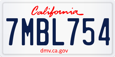 CA license plate 7MBL754