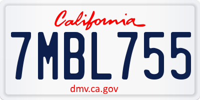 CA license plate 7MBL755
