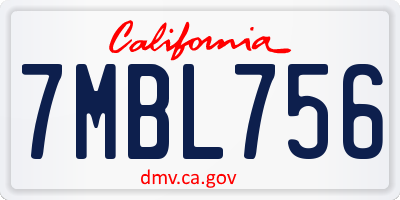 CA license plate 7MBL756