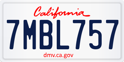 CA license plate 7MBL757