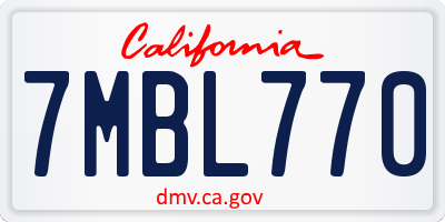 CA license plate 7MBL770