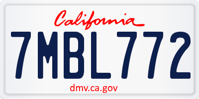 CA license plate 7MBL772