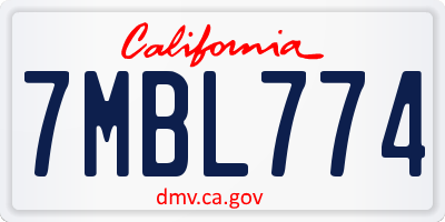 CA license plate 7MBL774