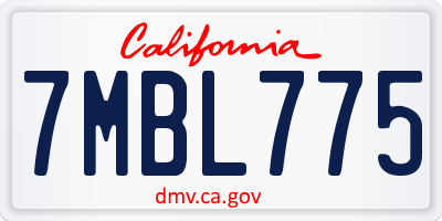 CA license plate 7MBL775