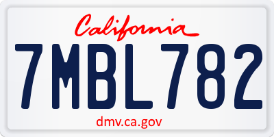 CA license plate 7MBL782