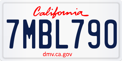 CA license plate 7MBL790