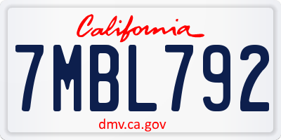 CA license plate 7MBL792