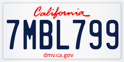 CA license plate 7MBL799