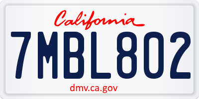 CA license plate 7MBL802