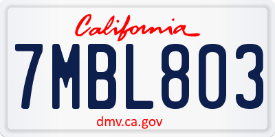 CA license plate 7MBL803