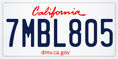 CA license plate 7MBL805