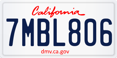 CA license plate 7MBL806