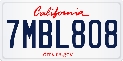 CA license plate 7MBL808
