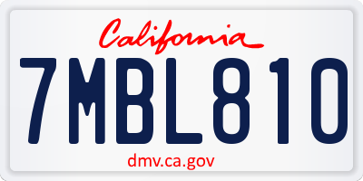 CA license plate 7MBL810