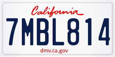 CA license plate 7MBL814
