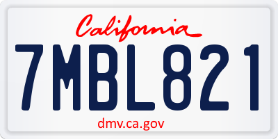 CA license plate 7MBL821