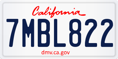 CA license plate 7MBL822