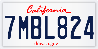 CA license plate 7MBL824