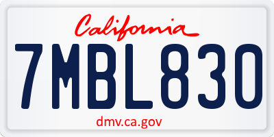 CA license plate 7MBL830