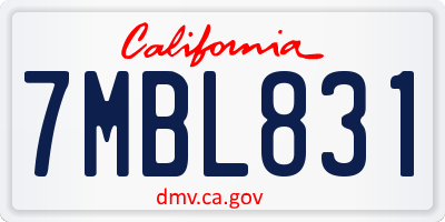 CA license plate 7MBL831