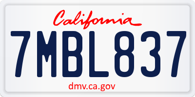 CA license plate 7MBL837