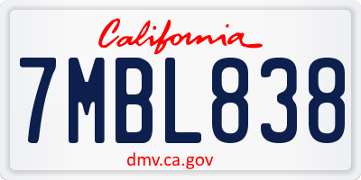 CA license plate 7MBL838