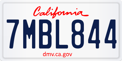 CA license plate 7MBL844