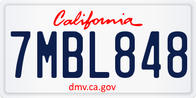 CA license plate 7MBL848