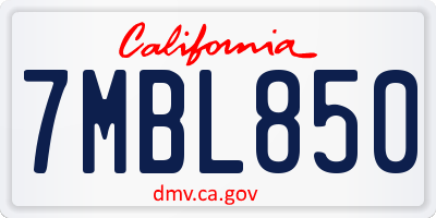 CA license plate 7MBL850