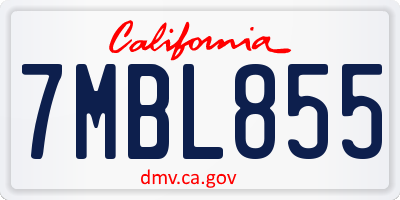 CA license plate 7MBL855