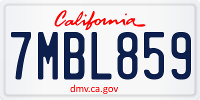 CA license plate 7MBL859