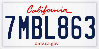 CA license plate 7MBL863