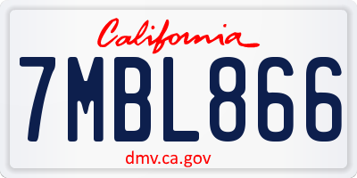 CA license plate 7MBL866