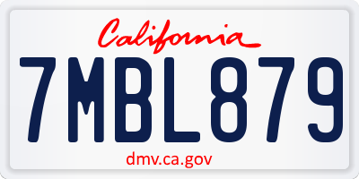 CA license plate 7MBL879