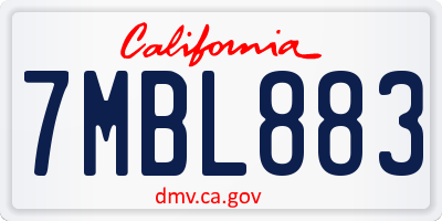 CA license plate 7MBL883