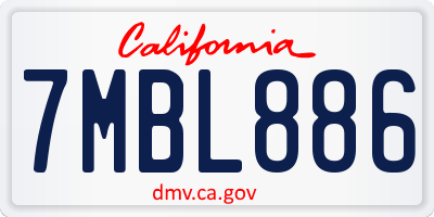 CA license plate 7MBL886
