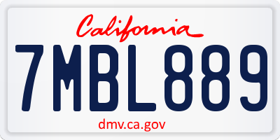 CA license plate 7MBL889