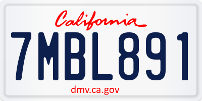 CA license plate 7MBL891
